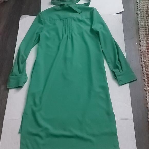 Merona Green Belted High Low Button Down Shirt Dress Pockets S Classic - Picture 4 of 8